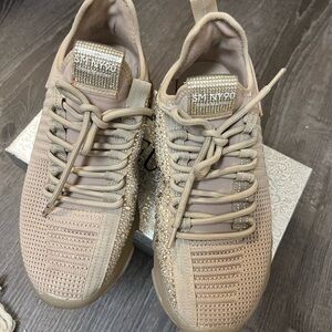 Steve Madden Beige Sneakers with Rhinestone Accents
